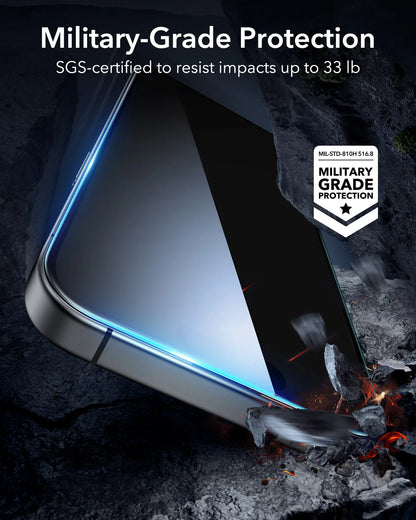 ESR Tempered-Glass Screen Protector iPhone 13/14/15/16/17 Pro Max HD Clear Anti-spy Screen Firm For iPhone 17Air&16/15 Plus&16e