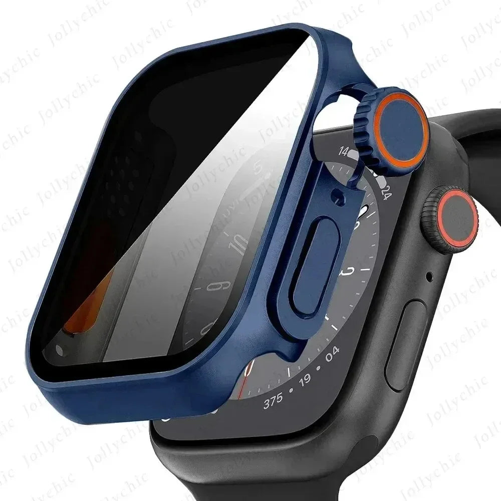 Case For apple watch Apple Watch Series9/8/7/6/5/4 SE 44 45 41 40mm change to Ultra Privacy Tempered Glass Screen Protector case