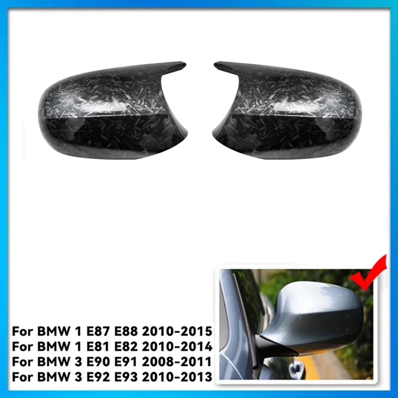 Carbon Fiber Glossy black Side Mirror Cover Replacement for BMW E90 E91 E92 E93 E81 E87 E82 E88 3 Series and 1 Series Wing Cover