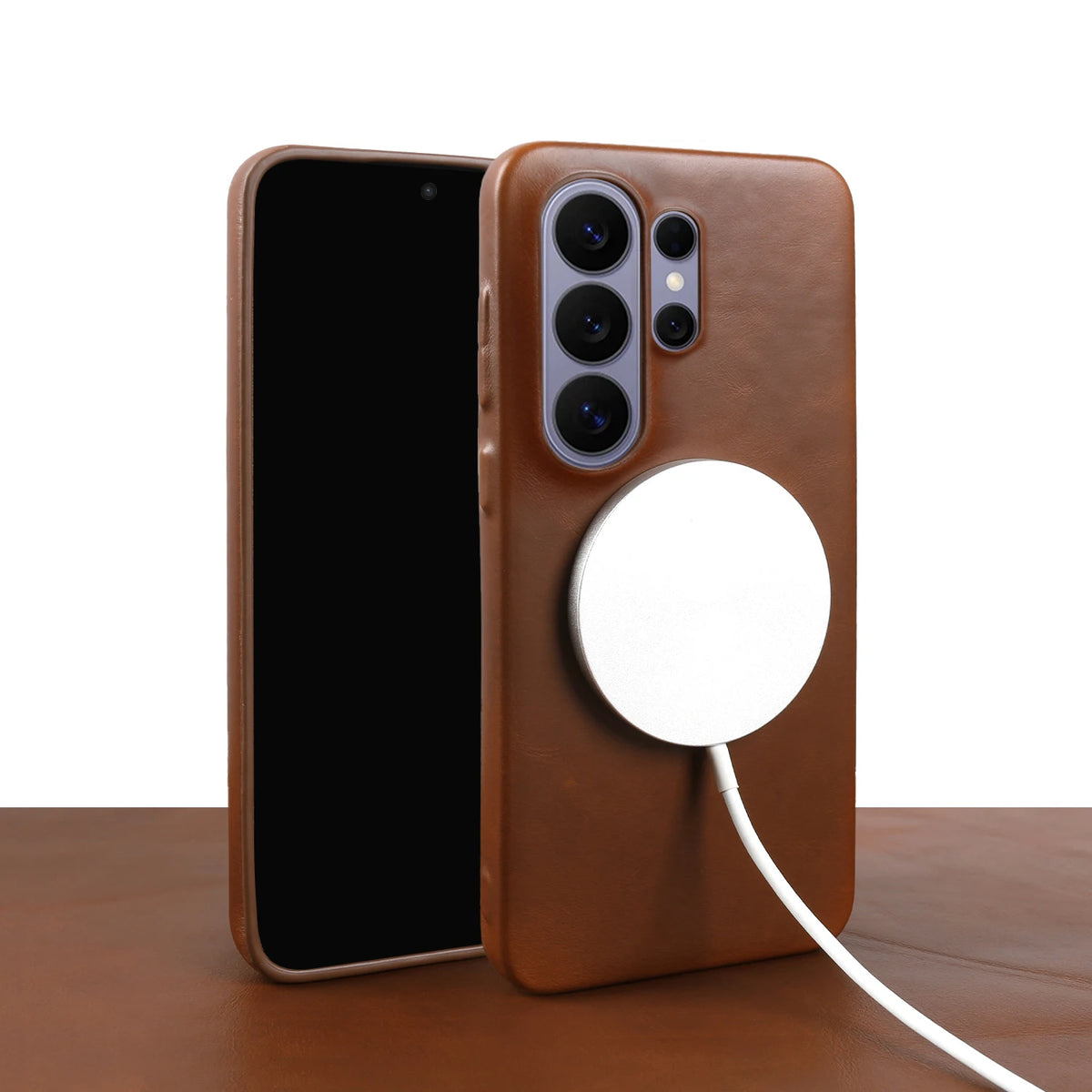 For Magsafe Oil Wax Genuine Leather Magnetic Case For Samsung Galaxy S26 Ultra S25 S23 S24 FE S22 S21 Plus S20 Phone Back Cover