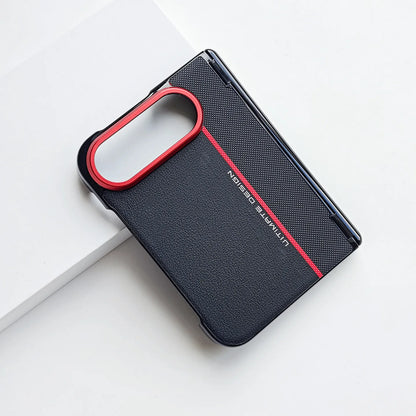 Business Premium Anti‑Scratch PU Leather Foldable Phone Case for IPhone Duo  Slim Hard Shockproof Full‑Edge Protective Cover