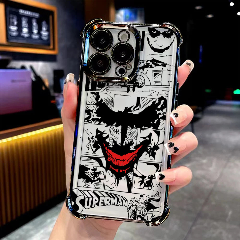 Cool Crazy j-jokers Plating Phone Case For iPhone 17 16e 16 15 14 13 12 11 Pro Max XR XSMax 7 8 Mini Air Plus Anti-Fall Airabag