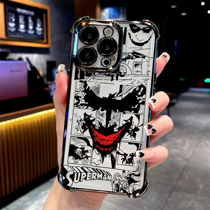 Cool Crazy j-jokers Plating Phone Case For iPhone 17 16e 16 15 14 13 12 11 Pro Max XR XSMax 7 8 Mini Air Plus Anti-Fall Airabag