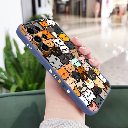 Cute Cat Drawing Phone Case For Samsung Galaxy S25 S24 S23 S22 S21 S20 Ultra FE S10 S10E Plus Note 20 Ultra Silicone Cover