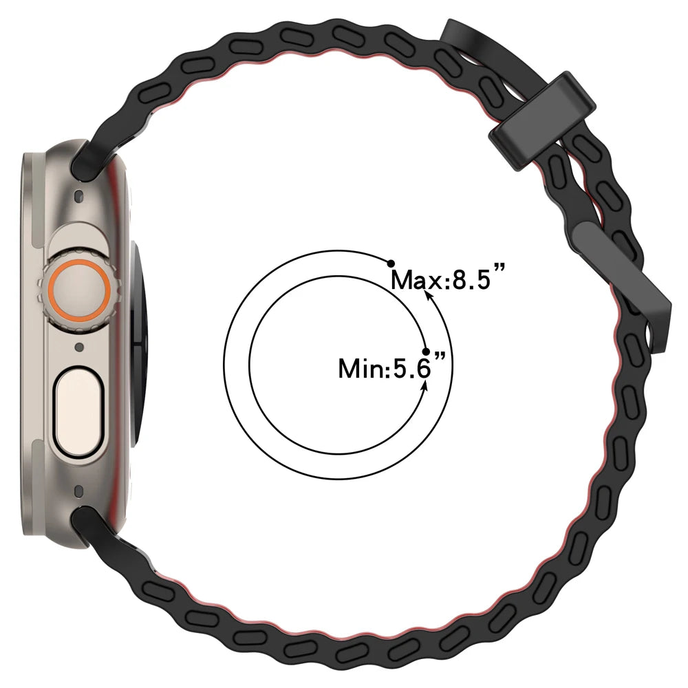 Ocean strap For Apple Watch Ultra 2 Band 49mm 46mm 45mm 44mm Two-Tone Sports Silicone Bracelet iWatch series 10 9 8 7 6 SE band