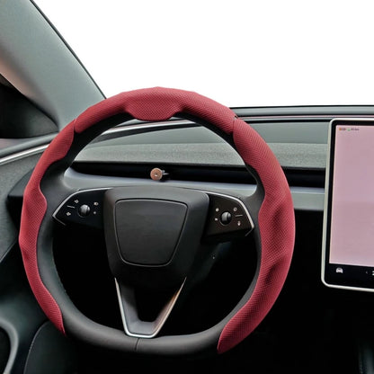 3Pcs Perforated Leather Breathable Anti-Slip Sweat-Absorbing Universal Car Steering Wheel Cover Auto Accessories