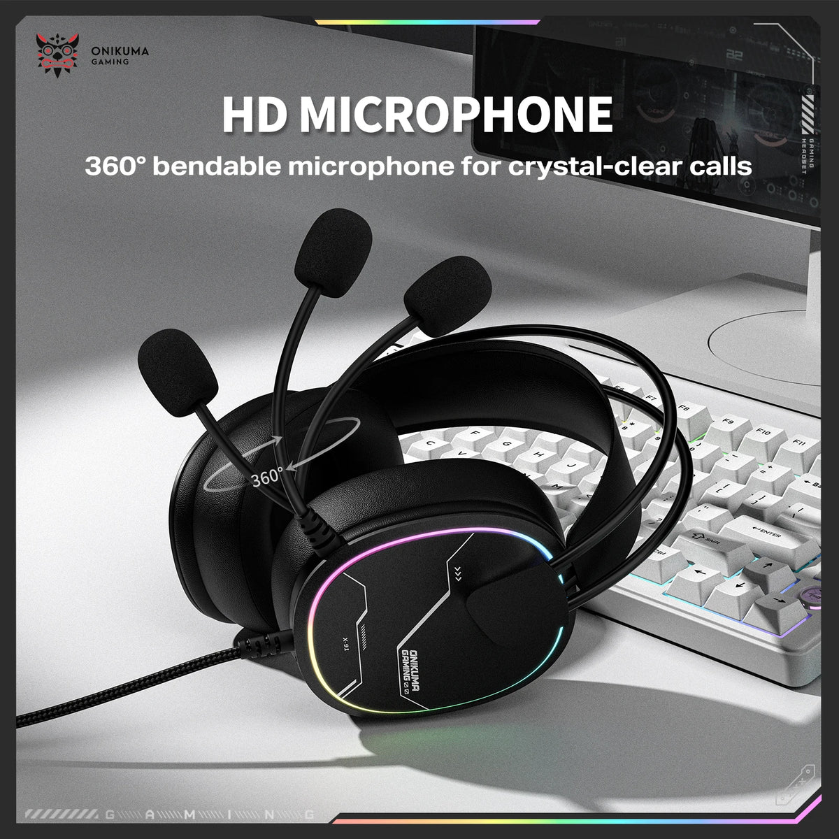 ONIKUMA X91 Wired Gaming Headset RGB 50MM Driver Surround Sound Noise Cancelling Mic Ergonomic Headphones For PC PS4 PS5 Switch