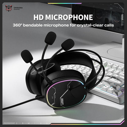 ONIKUMA X91 Wired Gaming Headset RGB 50MM Driver Surround Sound Noise Cancelling Mic Ergonomic Headphones For PC PS4 PS5 Switch
