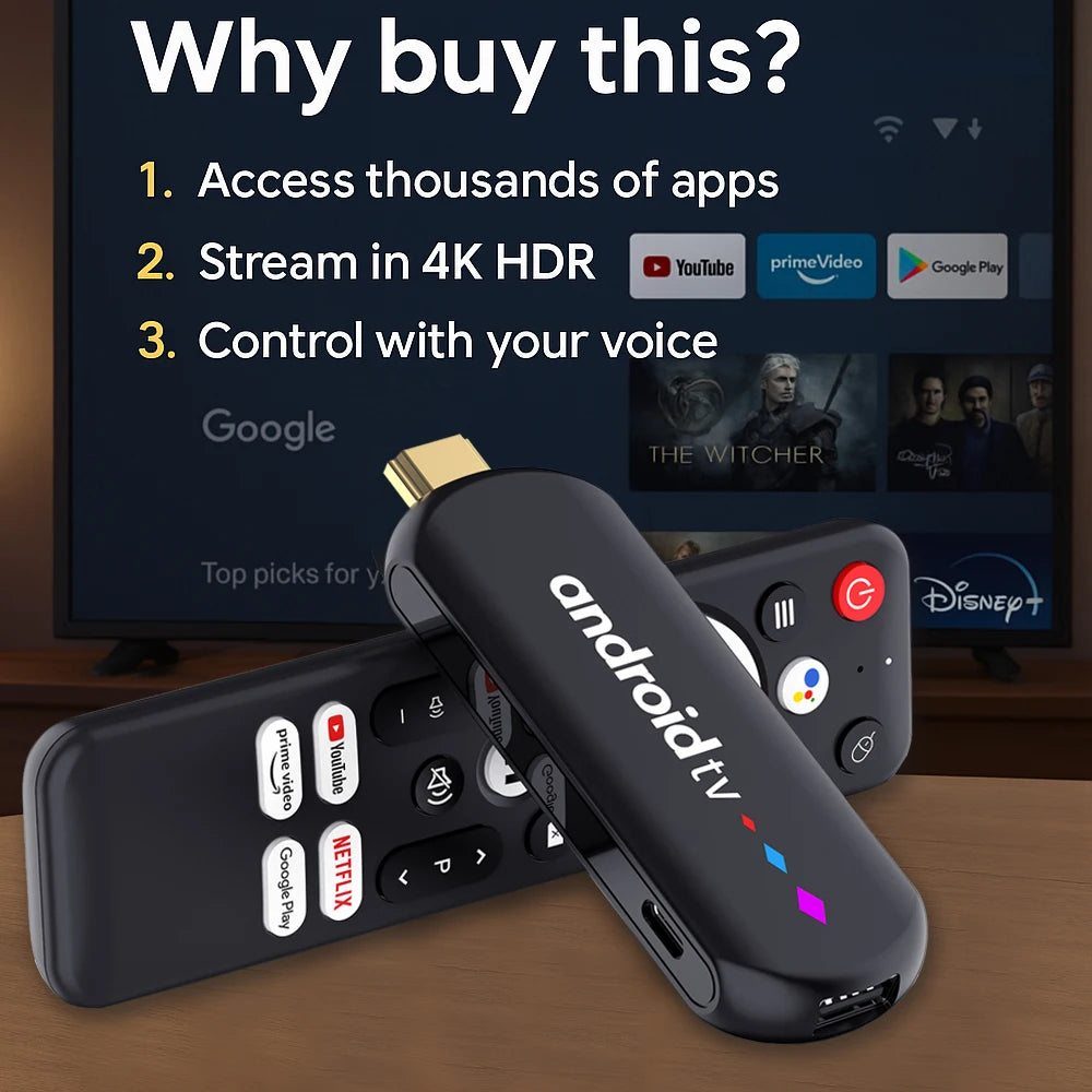 Amlogic S905l3 Android 14.0 H96 Max TV Stick Quad Core 4K Video WiFi Voice Assistant Remote 2GB 16GB Media Player Smart TV Box