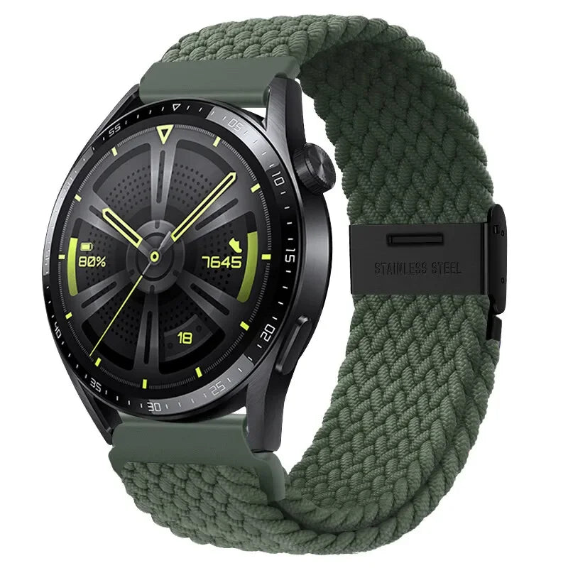 20 22mm Strap for Samsung Galaxy Watch 7 6 5 4 Band 40/44mm 5Pro Active 2 Gear S3 Braided Elastic Bracelet for Huawei GT2/3 4Pro