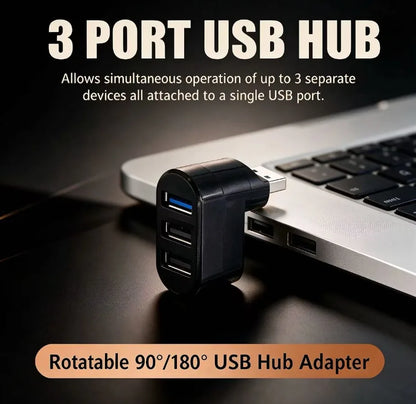 3 Port USB 3.0 Hub 180° Rotatable USB Splitter USB Extender for Laptop Car iMac MacBook Air MacBook Pro Other Electronic Devices