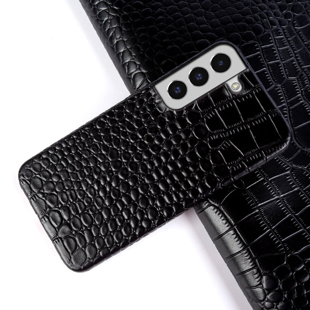 Genuine Leather Case for Samsung Galaxy S22 S23 S21 S20 Ultra Plus S10 Note 20 10 A53 Crocodile Pattern Phone Cover Back Shell