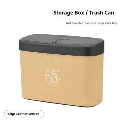 Car trash can hanging car garbage dustproof box storage box suitable for Peugeot 205 206 207 208 301 307 308 406 407 408 508 RCZ