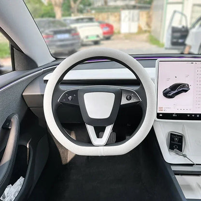PU Leather Steering Wheel Cover For Tesla Model 3 Y Highland Anti Slip Steering Replacement Protect Cover Interior Accessories
