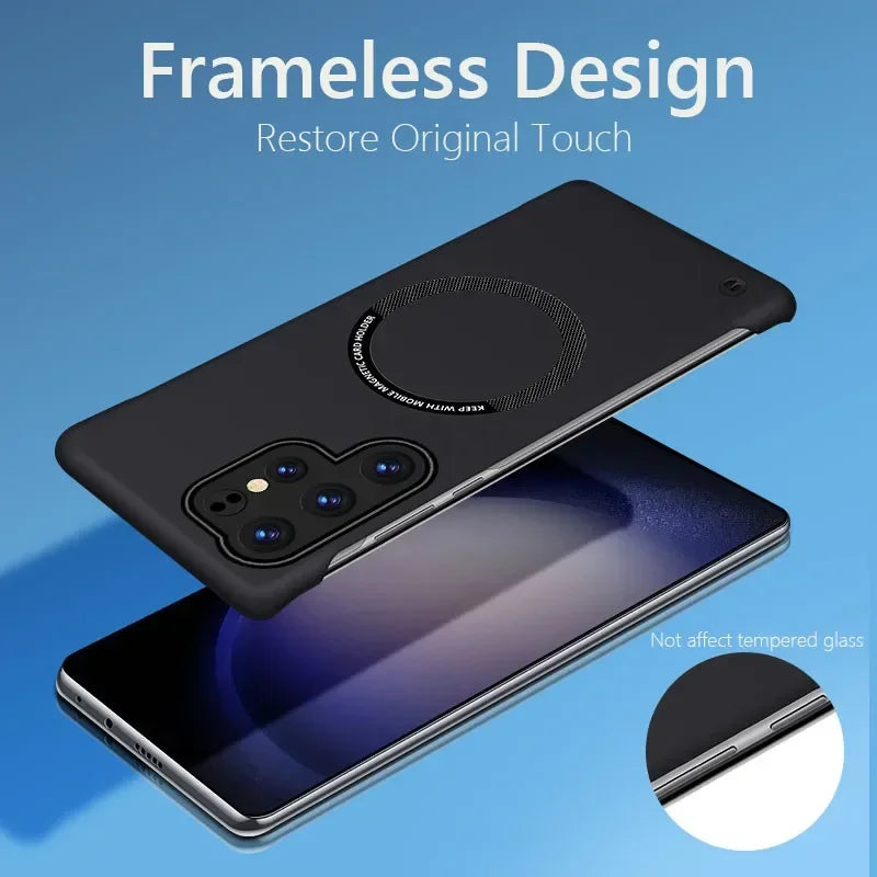 Frameless Magnetic Case For Samsung Galaxy S26 Ultra S25 S24 S23 S22 S21 FE Plus Ultra S21FE Wireless Charging Hard Back Cover