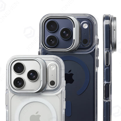 For Magsafe Hit Frame Magnetic Clear  Case For iPhone Air 17 Pro Max 17p 16 15 14 Pro Alloy Bracket Stand Anti-Drop Bumper Cover
