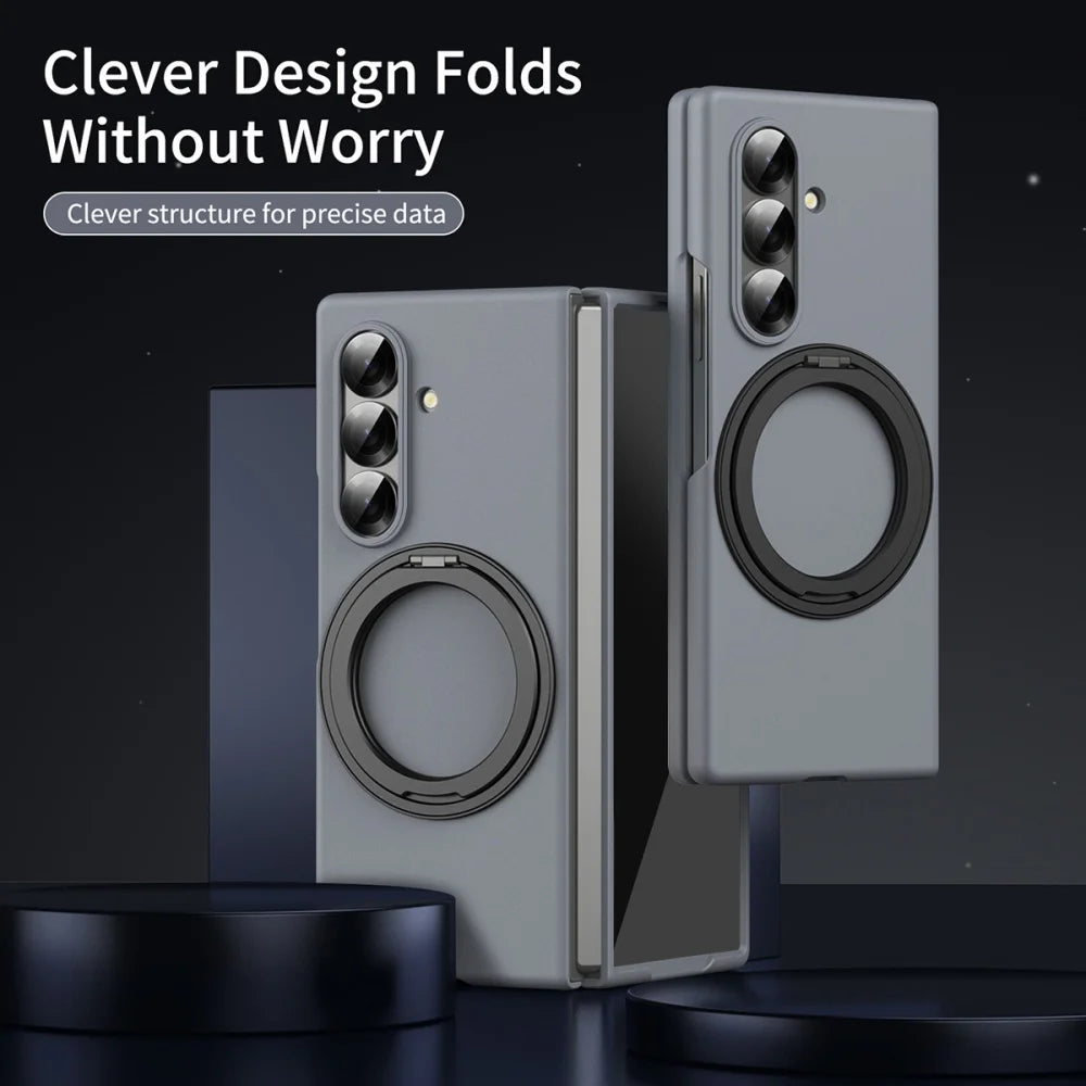 Matte Business Front Film 360° Magnetic Bracket Stand Military Armor Phone Case Samsung Galaxy Z Fold 7 6 5 4  for Magsafe Cover