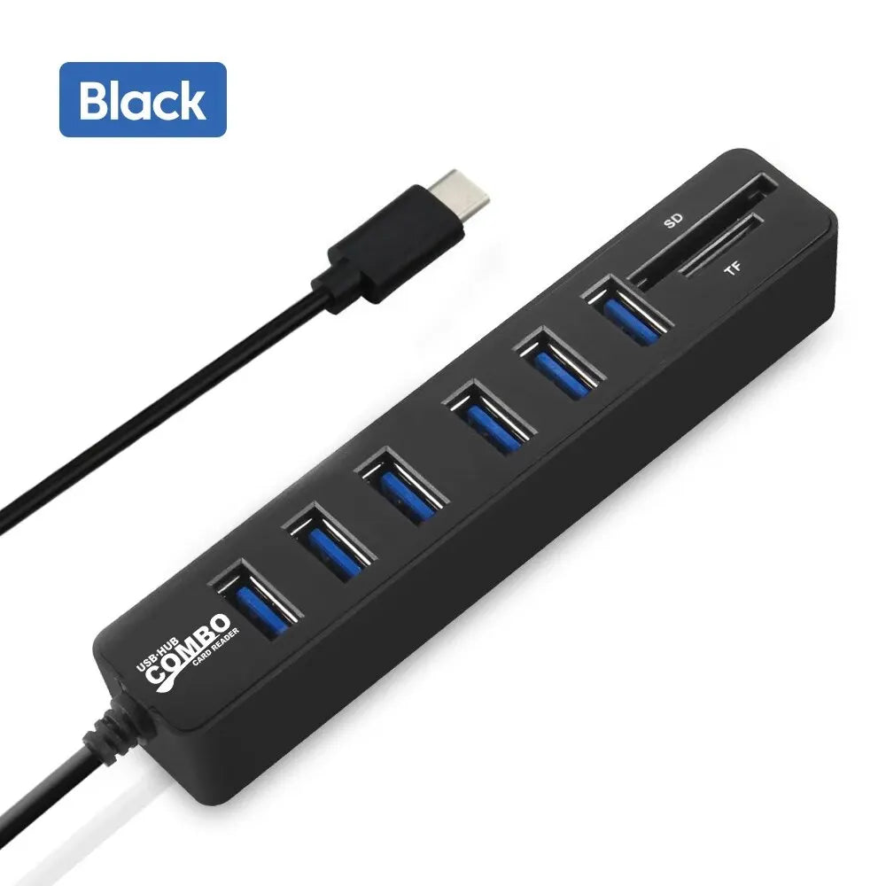 USB 2.0 Multi Ports High Speed 3 6 Port Hub USB Splitter Multiple Extender TF SD Card Reader Adapter Expander for Laptop PC