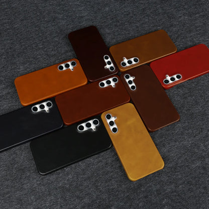 Handmade Genuine Leather Case For Samsung Galaxy S23 FE S20 S20FE 5G S22Plus S21 Aesthetic Vintag Pattern Phone Shell Back Cover