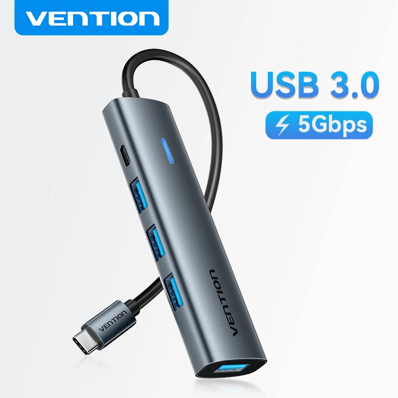 Vention USB C HUB High Speed 4 Ports Type C to USB A 3.0 HUB Splitter Adapter for MacBook Pro iPad iPhone Samsung Lenovo Laptop