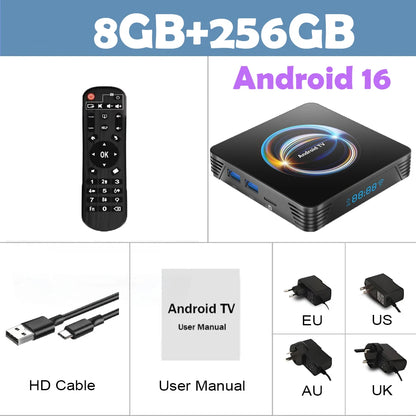 Android 16 Smart TV Box X66 8GB+256GB Rockchip RK3528 Google Assistant 8K Video Bluetooth5.4 Media Player Very Fast Set Top Box