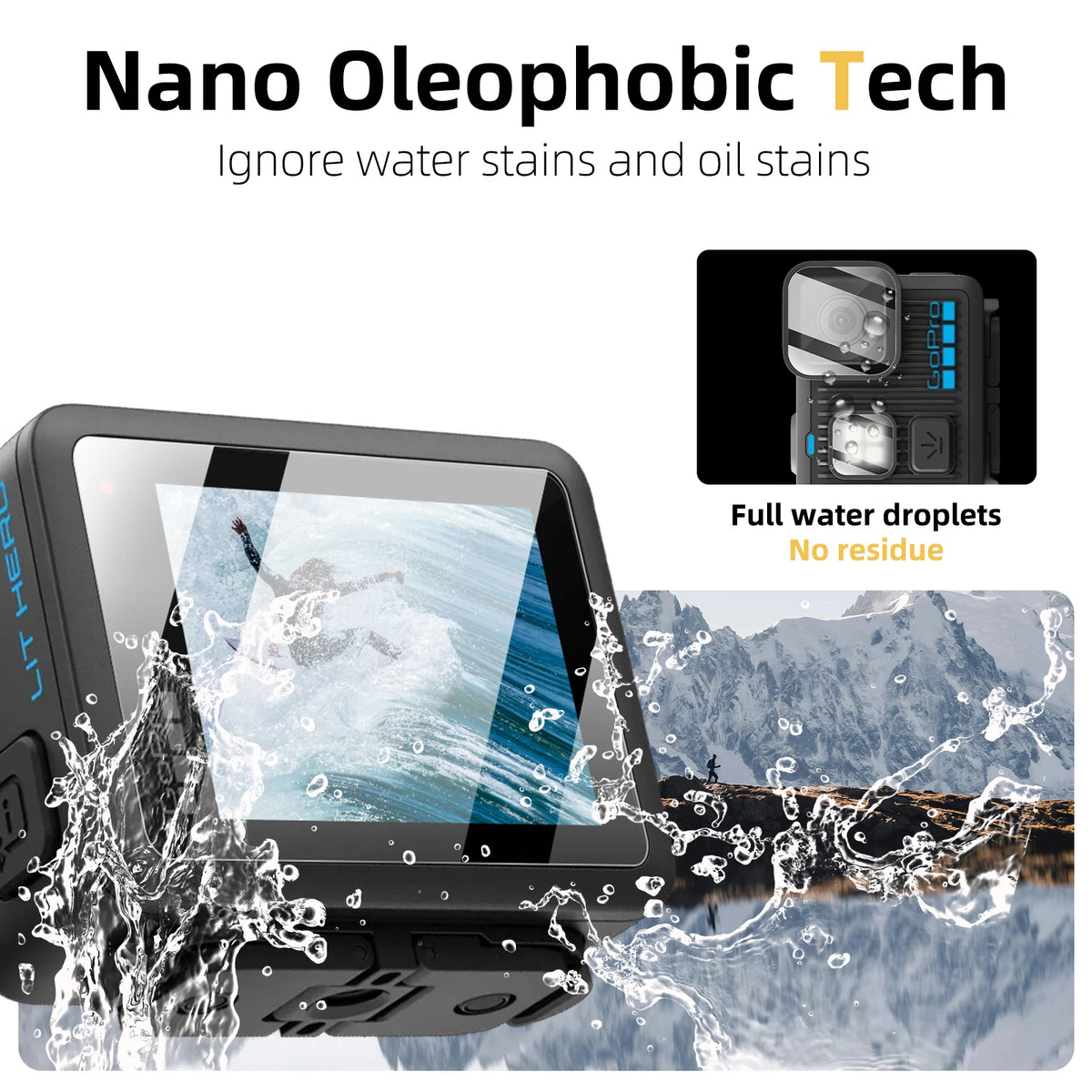 9H Hardness Glass for Gopro Lit Hero, Screen & Lens Protector Clear Ultra-HD Tempered Glass Anti-scratch Film Accessories
