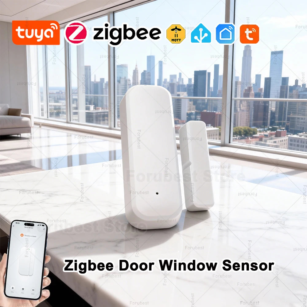 Tuya Smart Zigbee Door Sensor Contact Sensor Window Door Open Closed Detector Home Security Protection Device Works With Z2MQTT