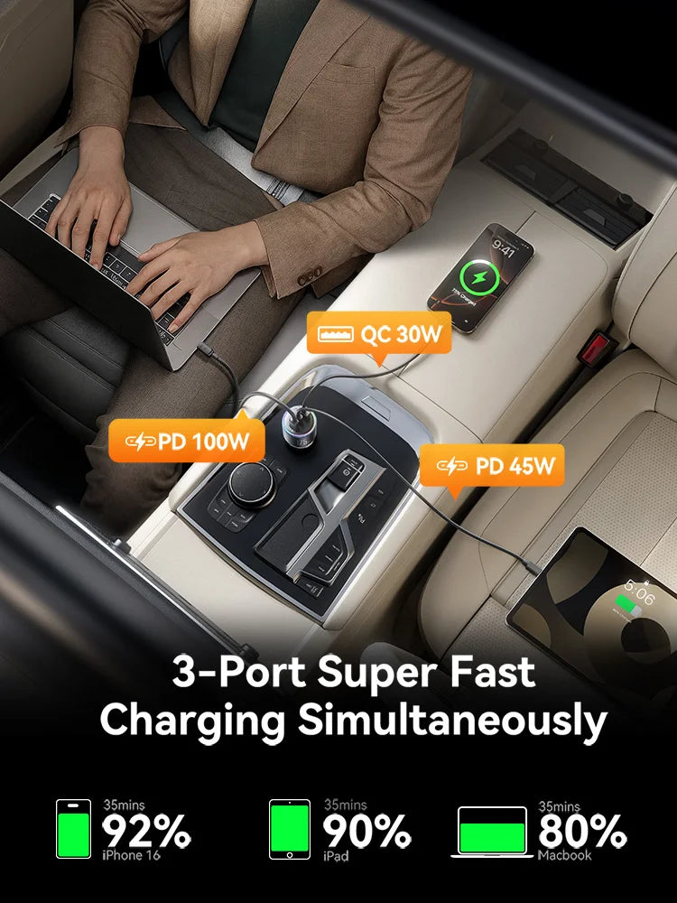 Joyroom 175W Car Charger PD 3.0 100W Super Fast Charging USB C Car Phone Adapter for MacBook Pro iPhone 17 Samsung Galaxy S25 24