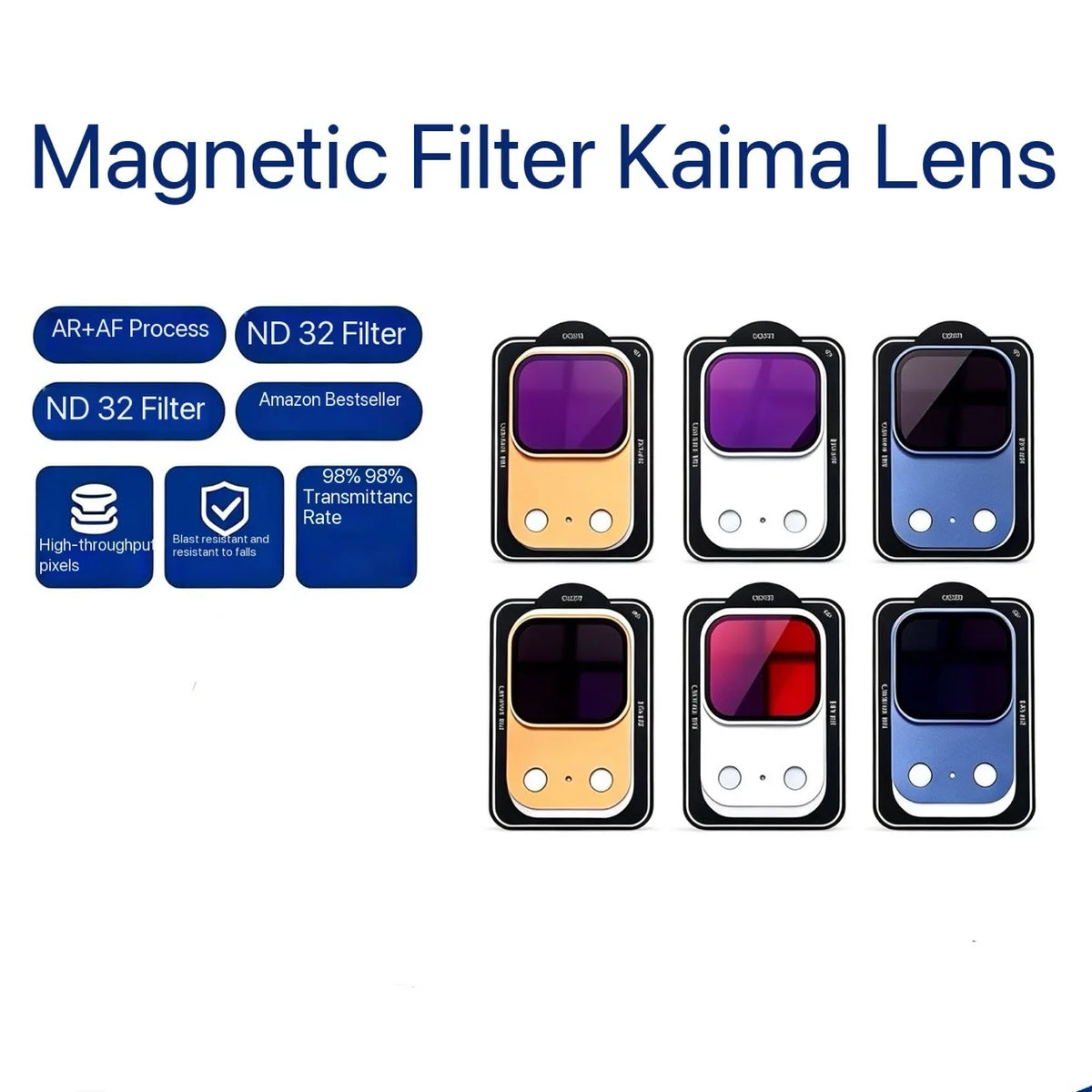ND 32 Filter Magnetic Kaima Lens for iPhone 17 Pro Max/iPhone 17 Pro Full Coverage Ultra-Thin Camera Lens Protector Metal Frame