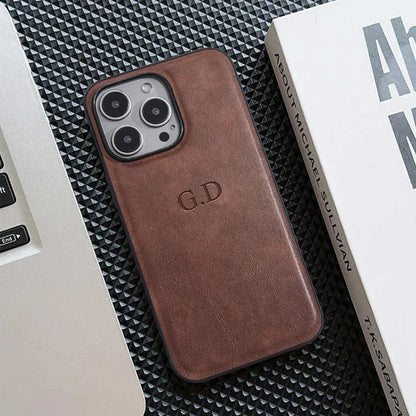 Personalized Customized Initials Name Case For iPhone 11 12 13 14 15 16 Pro Max Cover Luxury Leather DIY Engraved 14 15 16 Plus