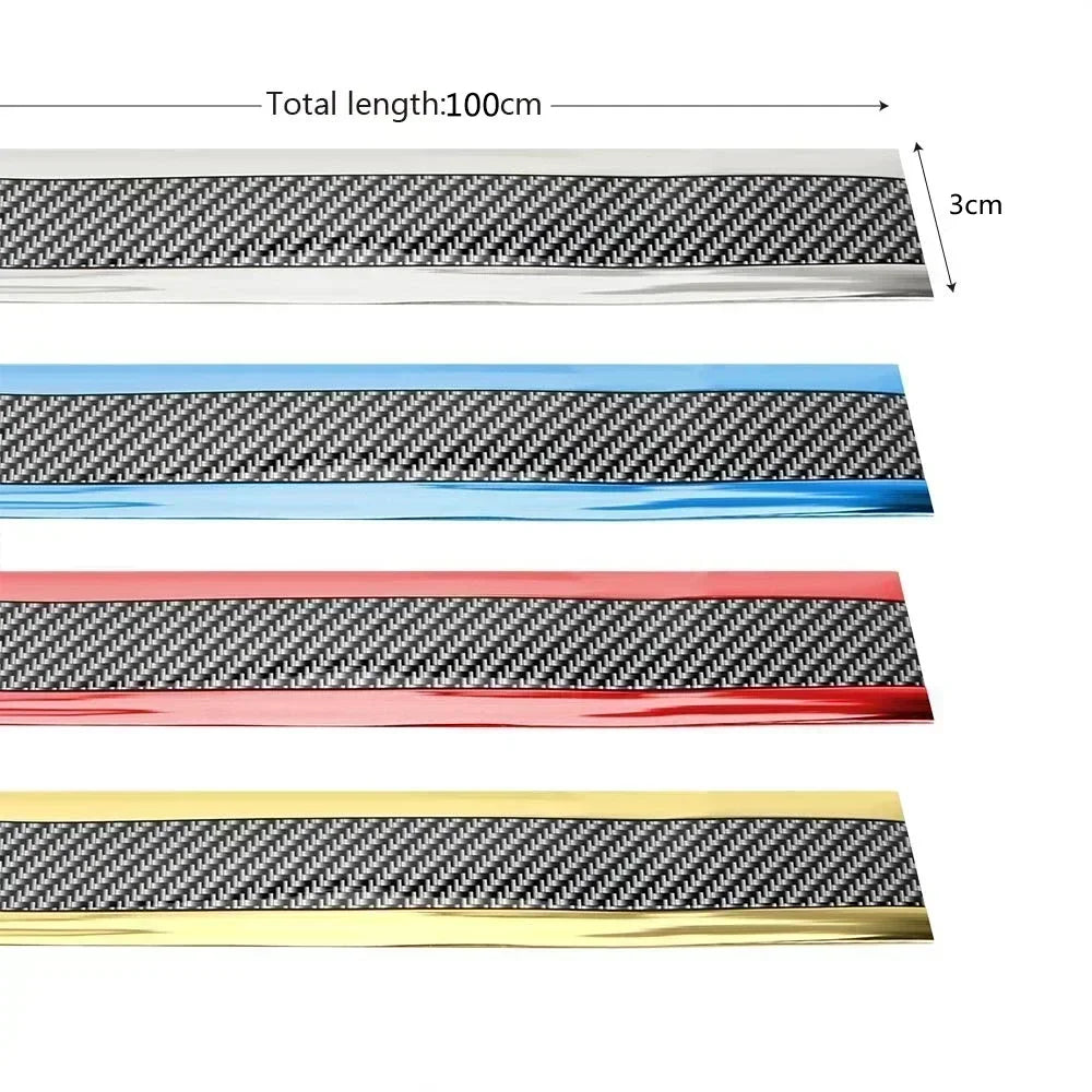 Car Stickers Anti Scratch Door Sill Protector Rubber Strip Carbon Fiber Car Threshold Protection Bumper Film Sticker Car Styling