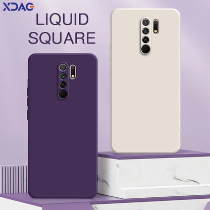 Original Square Liquid Silicone Case for Xiaomi Redmi 9 9A 9i 9T Power Camera Protective Cute Phone Back Cover Redmi9 T Fundas