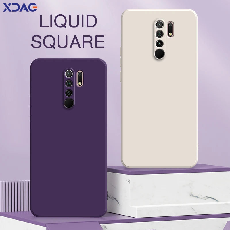 Original Square Liquid Silicone Case for Xiaomi Redmi 9 9A 9i 9T Power Camera Protective Cute Phone Back Cover Redmi9 T Fundas