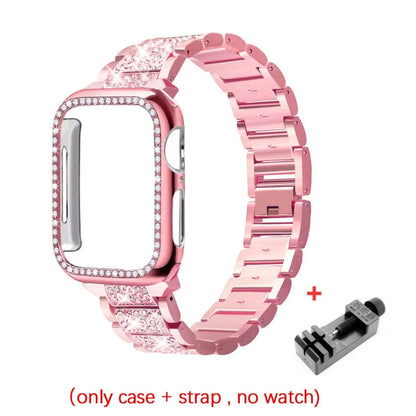 Chains Strap Case+Strap Metal Band Women Bracelet For Apple Watch 49mm 46mm 44mm 42mm 40 38mm for iWatch 10 9 8 7 6 5 SE 4 3 2 1