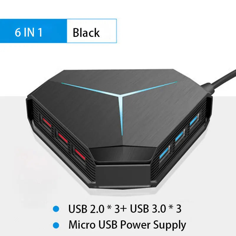 USB Hub USB 3.0 Hub USB Splitter Multi USB 2.0/3.0 Card Reader Headphone Microphone Jack 6 Ports Hub For Desktop PC Notebook