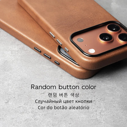YMW Magnetic Genuine Leather Case for iPhone 18 17 16 Pro Max 15 14 Compatible with MagSafe Nature Cowhide Retro Phone Cover