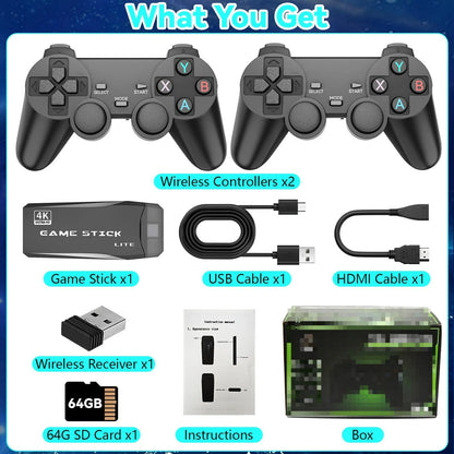 M8 Video Game Consoles 4K HD Output Retro Game Stick 20000+ Classic Games 23+ Emulators 2.4G Double Wireless Controller For Kids