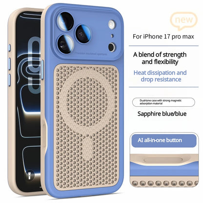 Heat Dissipation Mesh Magnetic Case for iPhone 17 15 14 13 12 16 Pro Max Plus For Magsafe Lens Protector Shockproof Bumper Cover