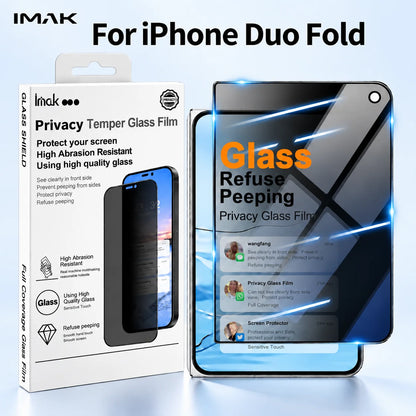 Privacy Tempered Glass For iPhone Duo Fold Protector Film Anti Spy Full Screen Coverage FM0010