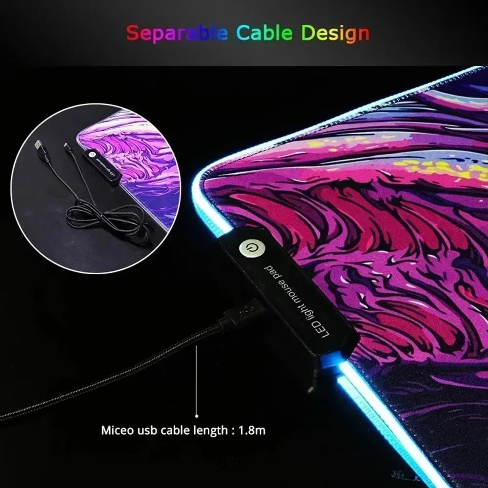 RGB HD XXL Mousepad Game Wuthering Waves Aemeath Mouse Pad Rug Desk Mat Computer Gaming PC Accessories Rubber Keyboard LED Mats