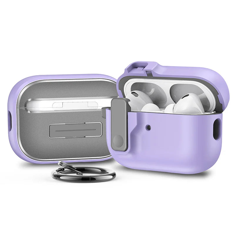 Wireless Earphones Protection Case For Apple AirPods 4 3 Pro 2 1 With Safety Lock Buckle Shockproof Shell Headphone Accessories