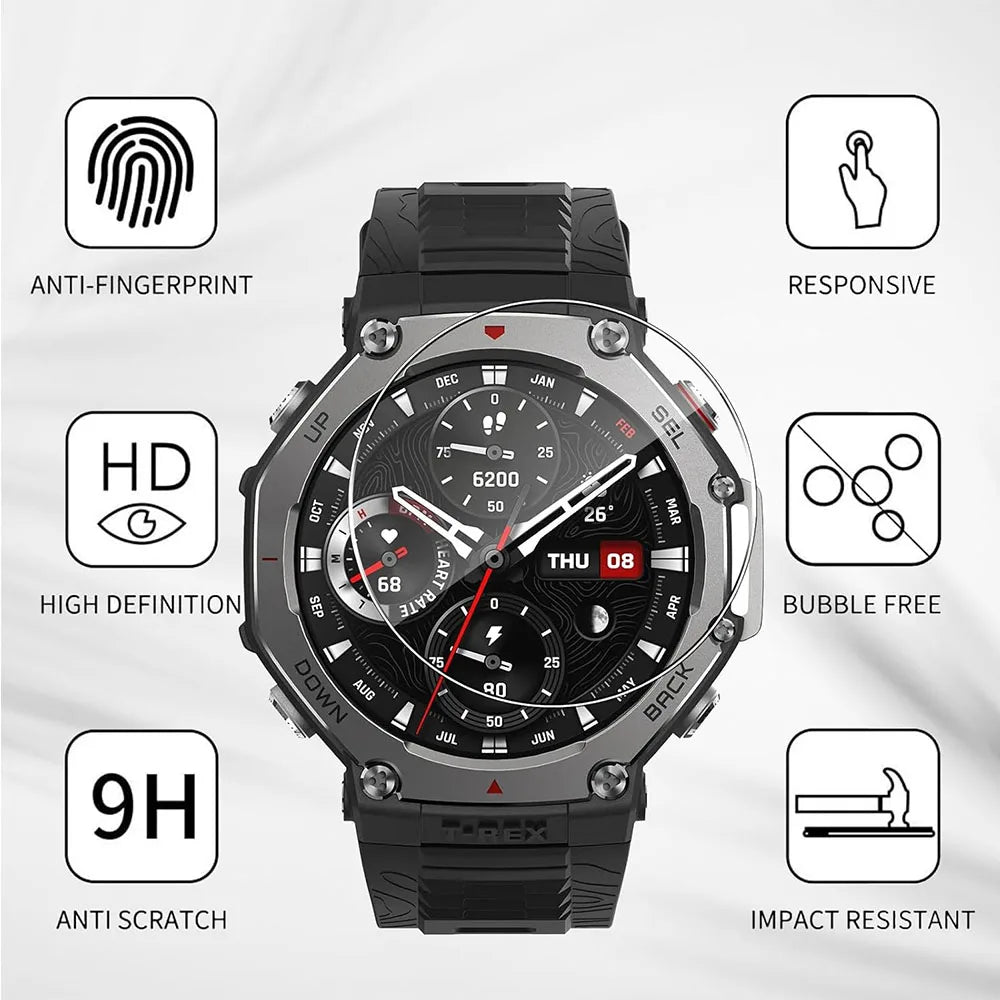 3pcs Tempered Glass Films Guard for Huami Amazfit T-rex 3 Smart Watch Trex 3 Screen Protector Protective Glass Film