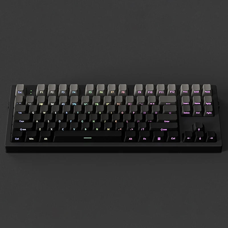 Gradient Gray Double Shot RGB Backlit Keycaps OEM Profile 135+ Keys Side Printed PBT Keycaps for Cherry MX Switches Keyboards