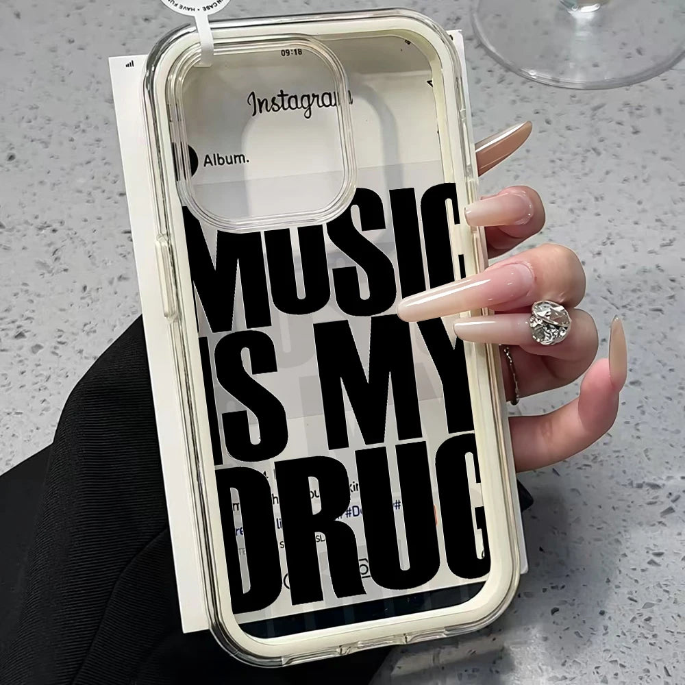 MUSIC IS MY DRUG Candy Phone Case For Samsung Galaxy S26 Ultra S25 S24 edge s22 s23 Plus FE A57 A54 A55 A16 A35 A36 A37 5G Cover