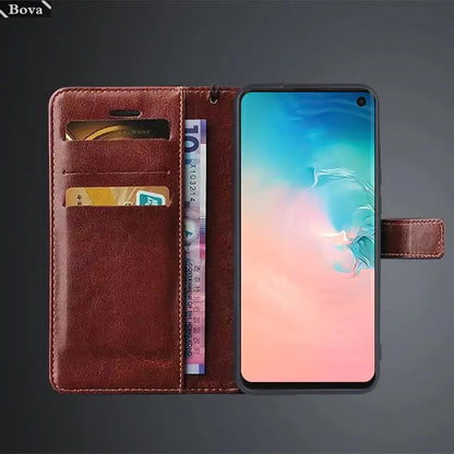 Card Holder Leather Case for Samsung Galaxy S10 + S 10 5G S10e Flip Cover Retro Wallet Pu Leather Fitted Case S10 Fundas Coque