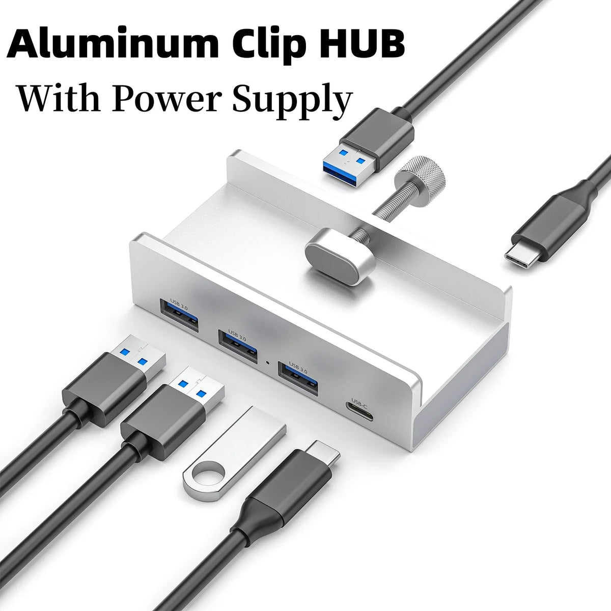HUB External USB 3.0 Clip-type Splitter Adapter Desktop Laptop Wire Multi Port Dock Station Type C Clip HUB Power TF Card Slot