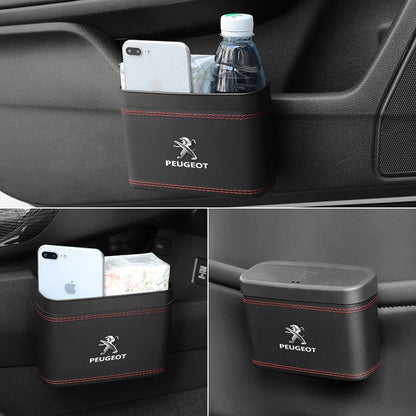 Car trash can hanging car garbage dustproof box storage box suitable for Peugeot 205 206 207 208 301 307 308 406 407 408 508 RCZ