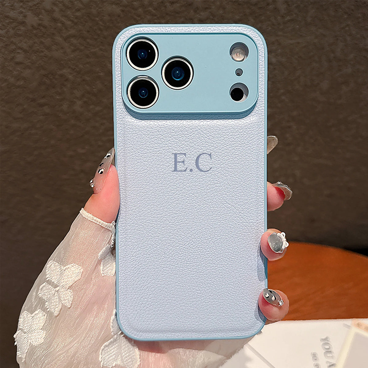 Personalized Luxury Customized Name 3D DIY Hot Engrave Faux Leather Phone Case For iPhone 17 16 15 14 13 Pro Max Plus Air