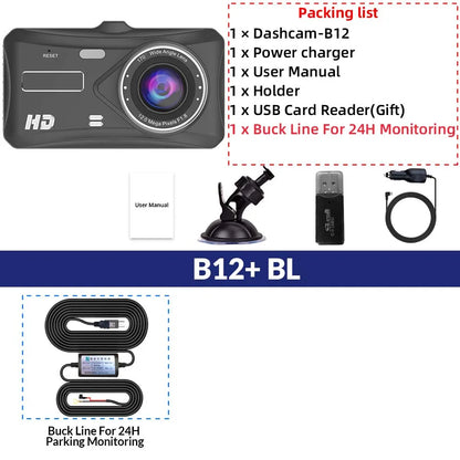 E-ACE 1080P Car DVR B12 Dash Cam Touch Sensitive Dash Camera WDR G Sensor Night Vision Optional Rear Lens Hidden Dashcam