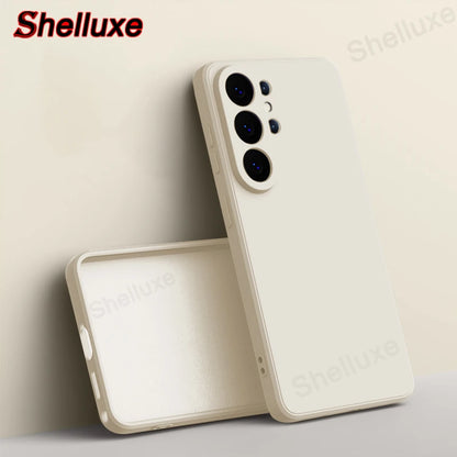 Shelluxe Square Original Liquid Silicone Case For Samsung Galaxy S26 S25 S24 S23 Ultra Plus FE S26+ Silky Feel Soft Phone Cover